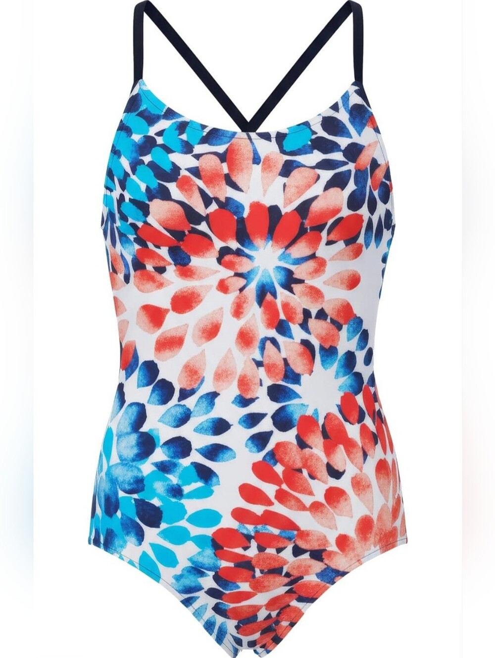Kanu Surf Girls' One-Piece Swimsuit - Red, Blue & Navy Daisy Floral